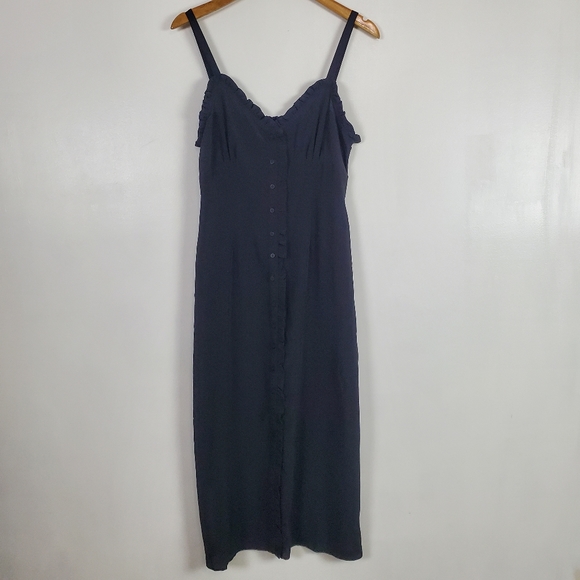 Topshop Dresses & Skirts - Topshop NWT black Ruffle button down slip dress US 8